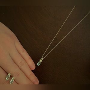 March Birthstone Earrings and Necklace Set
